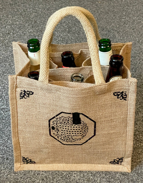 6 Bottle Carrier featuring English Concertina, hand decorated