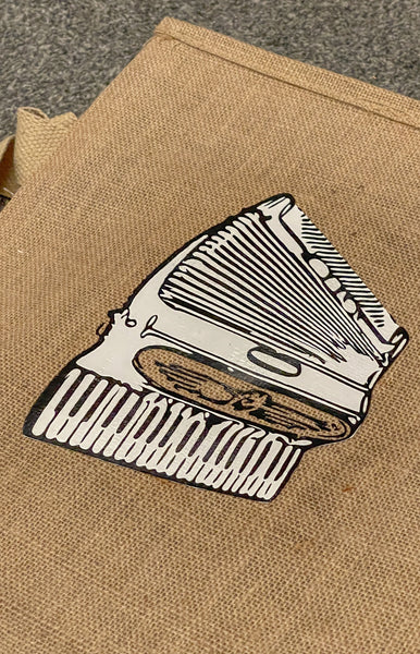 Unique Hand Decorated Jute Bag featuring an Accordion