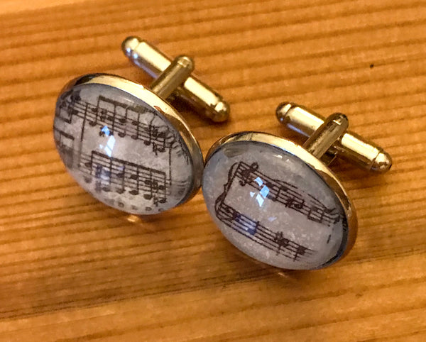 Cufflinks, featuring printed music - TheReedLounge.com