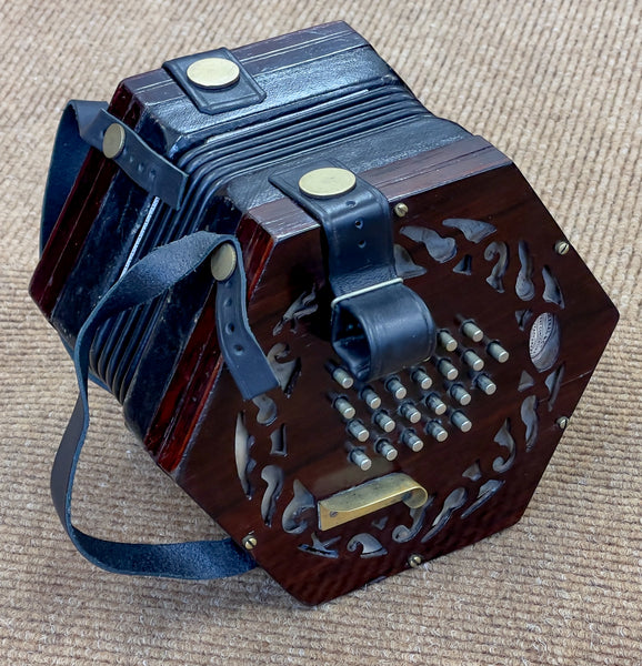 Lachenal 48 key English Concertina, Steel reeds, Complete with microphones